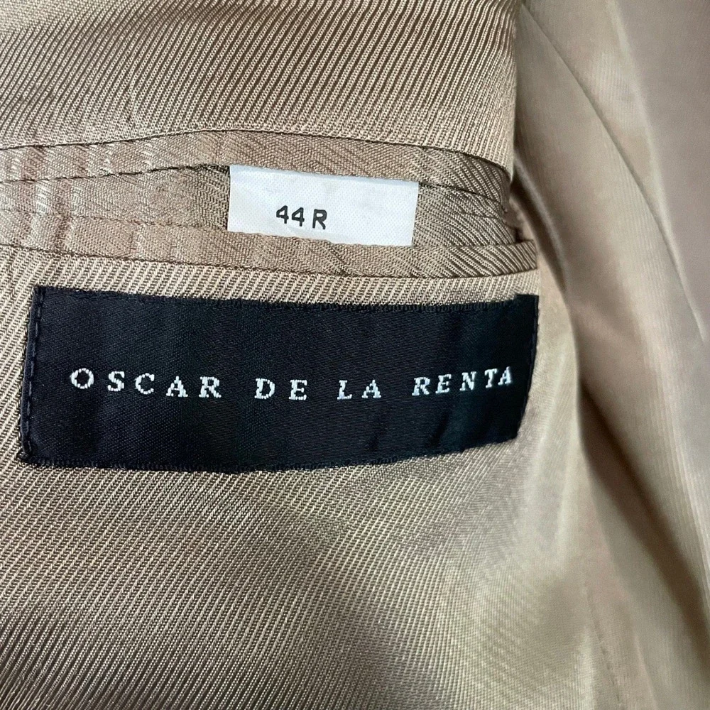 Vintage 90s Oscar De La Renta Mens 44R Wool Blazer Houndstooth Sport Coat